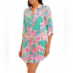 Lilly Pulitzer Natalie Shirt Dress Cover Up Size Medium Beach Swim